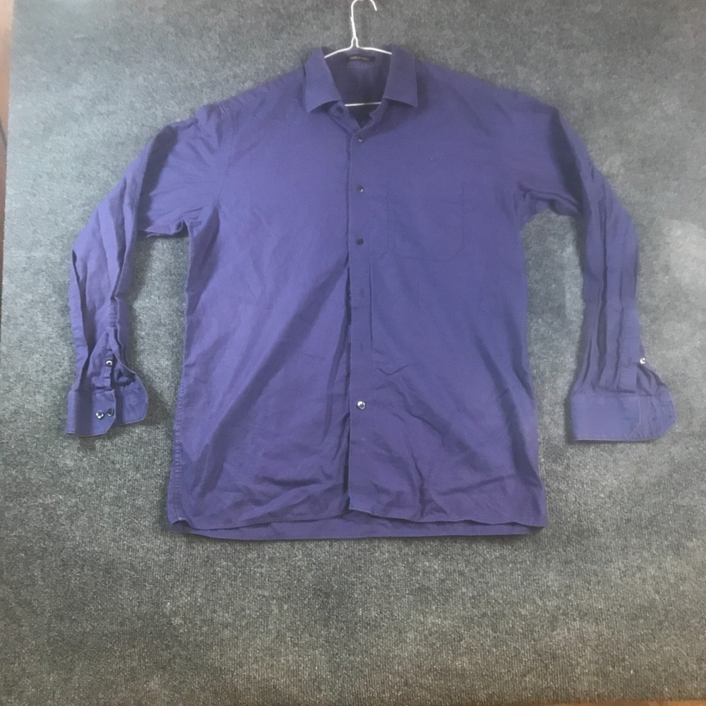 Louis Philippe Gods & Kings Shirt Men's L Purple Cotton Long Sleeve READ